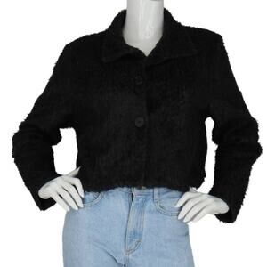 Vintage Rampage Outerwear Black Y2K Fuzzy Cropped Jacket